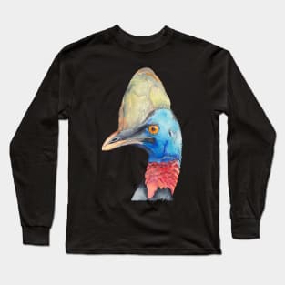 Cassowary - Australian flightless bird watercolour Long Sleeve T-Shirt